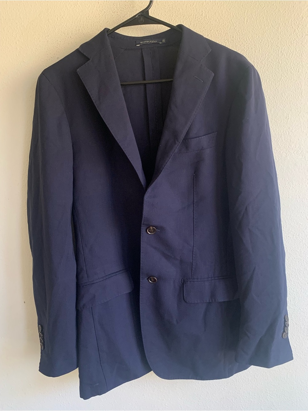 Suitsupply 38 Havana Single Breasted Navy Blue Wool Blazer Unlined Men’s